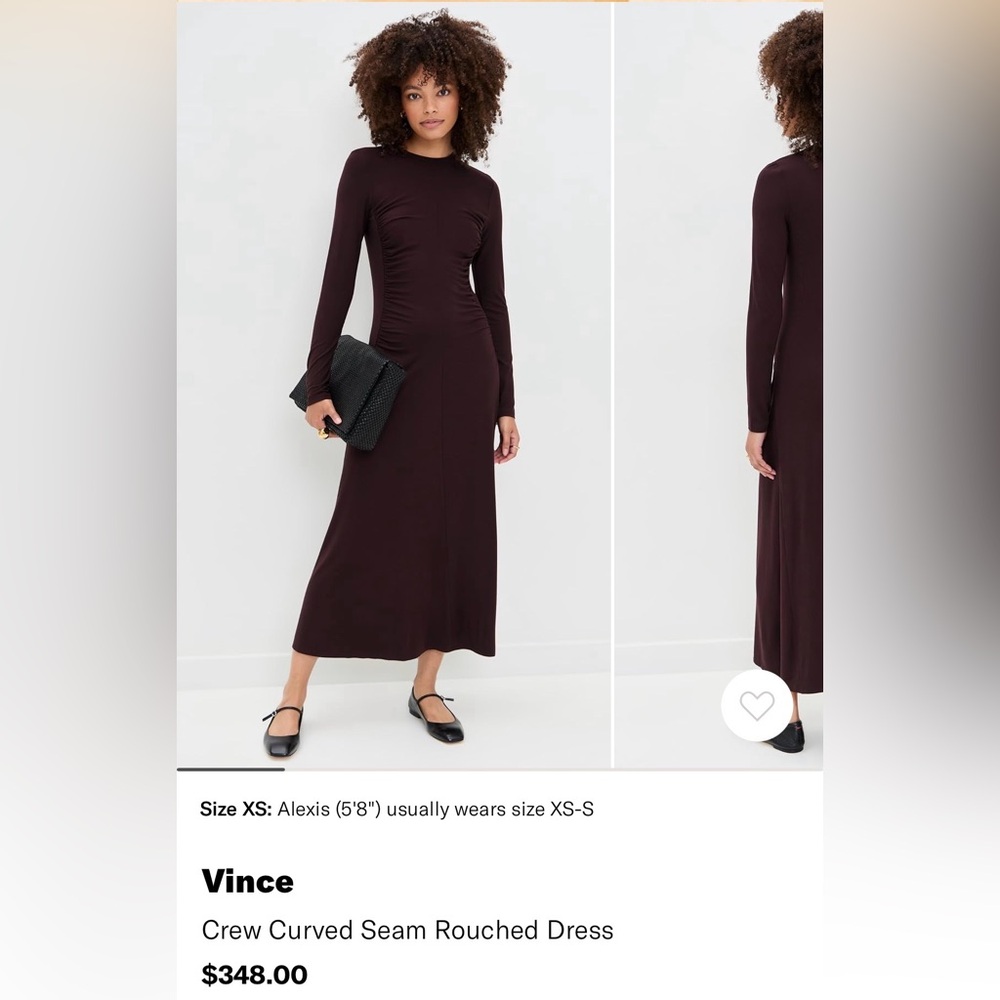 NWT Vince Dark Fig Long Sleeve Dress. Size small